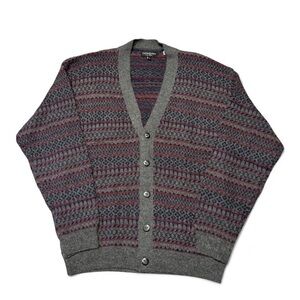 Vintage Yves Saint Laurent wool acrylic cardigan multicolor knit sweater mens L